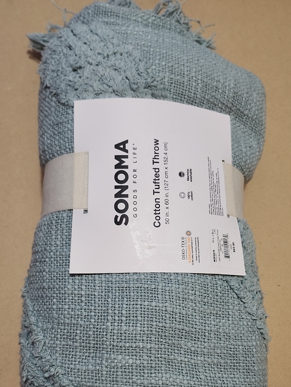 Sonoma Cotton Tufted Throw - Light Blue